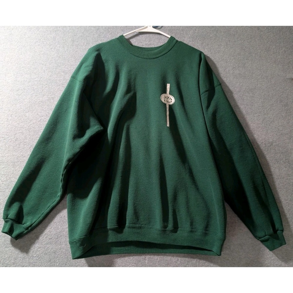 VTG 90s Hanes Java Road Crewneck Sweatshirt Green XL USA‎ Graphic